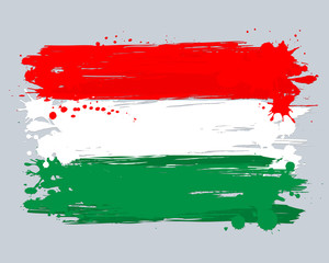 Vector flag of Hungary. Graffiti in grange style with brush stro