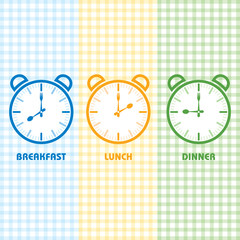 Breakfast Lunch and Dinner time stock vector