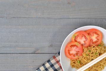 The Fried Noodle On White Bowl