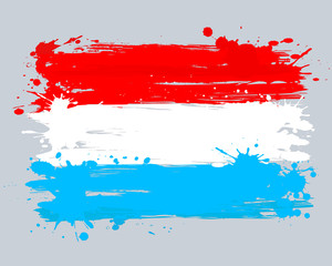 Vector flag of Luxembourg. Graffiti in grange style with brush s