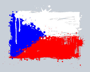 Vector flag of the Czech Republic. Graffiti in grange style with