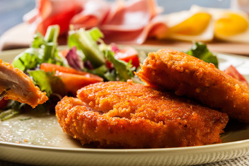 Cutlet Cordon Bleu with salad