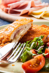 Cutlet Cordon Bleu with salad