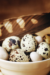 Food easter background with quail eggs