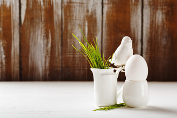 Spring Easter set with white dish and egg