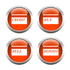 Set of colored buttons for web, plastic cards.