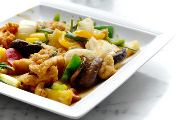 Thai food - stirred vegetable and pork