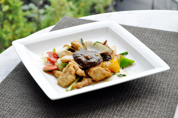 Thai food - stirred vegetable and pork