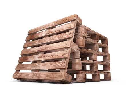 Stack of wooden pallets close-up