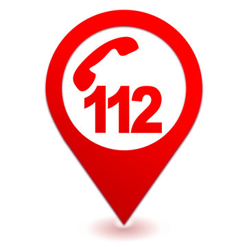 numéro d'urgence européen 112 sur symbole localisation rouge