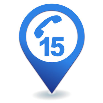 num&eacute;ro d'urgence 15 samu france symbole localisation bleu