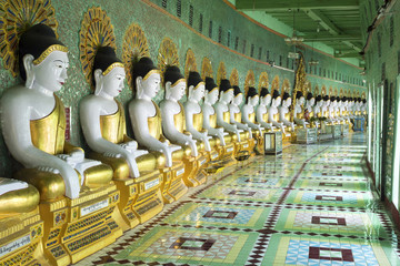 Buddha Statues at U Min Thonze Pagoda in Sagaing, Myanmar