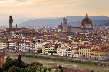 Fototapeta premium Panorama of Florence at sunset