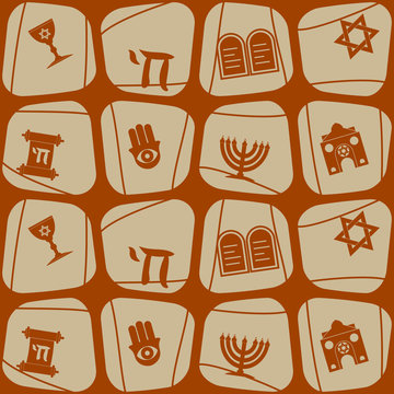 Seamless background with jewish symbols