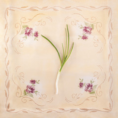 Spring Onion on flower tablecloth