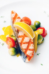 salmon steak with vegetables