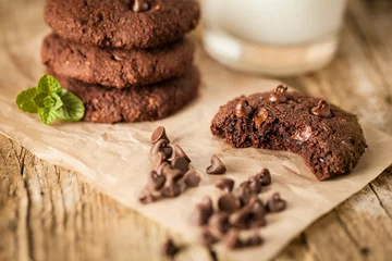Fotobehang Double chocolate chip cookies © JRP Studio