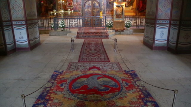 Interior of the St. Sophia Cathedral in Veliky Novgorod, Russia.