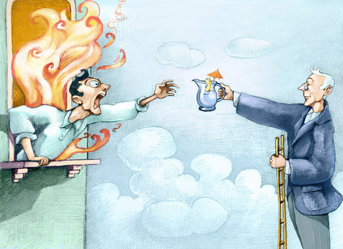 hypocrisy of helping humorous illustration