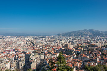Bird view of the city Marseille, France