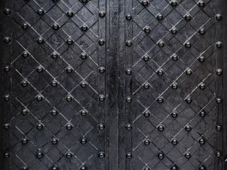 Peel and stick wall murals Metal metallic texture black elements of the old door