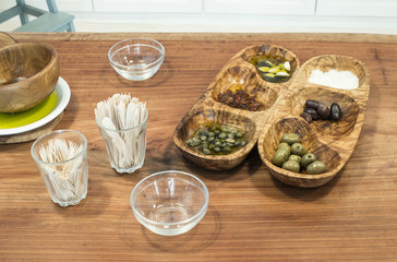 Olives in a wooden bowl