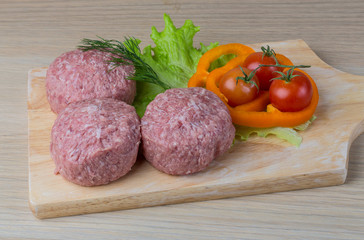 Raw burger cutlet