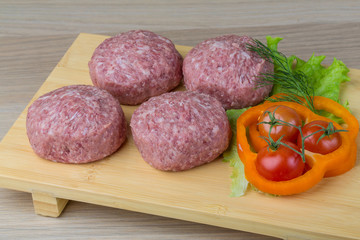 Raw burger cutlet