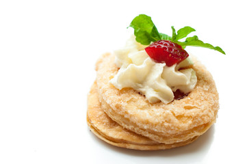 Strawberry Tart with Fresh Cream in Puff Pastry