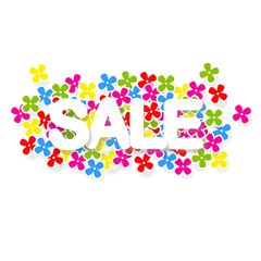 Spring or summer sale design with colorful flowers, vector