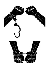 hands in handcuffs on a white background