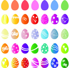 Viele bunte Ostereier, Vektor