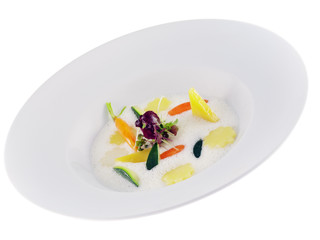 vegetables in frothy lemon sauce