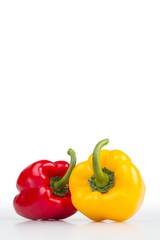 Colourful peppers white background