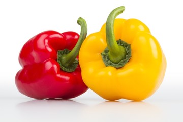 Colourful peppers white background