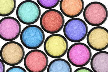 many eyeshadows on white background