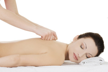Obraz na płótnie Canvas Woman getting massage in spa
