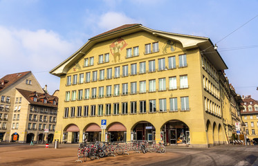 Fototapeta na wymiar Buildings on Casinoplatz square in Bern - Switzerland