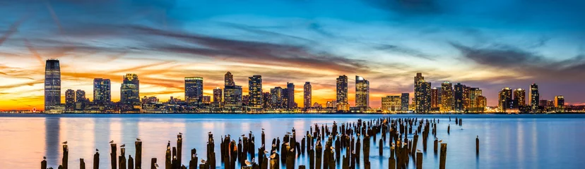 Foto auf Leinwand Jersey City-Panorama bei Sonnenuntergang © mandritoiu
