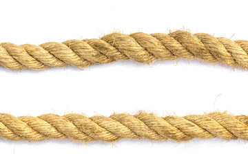 closeup jute rope on white background