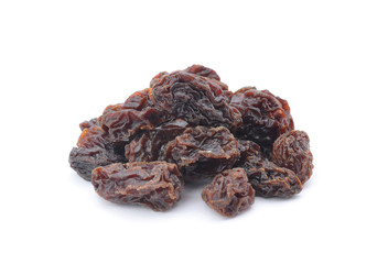 Dried raisins on a white background