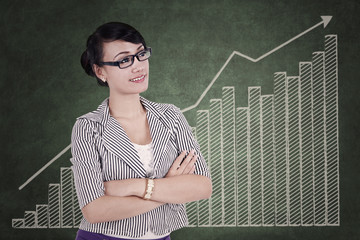 Successful businesswoman with upward graph
