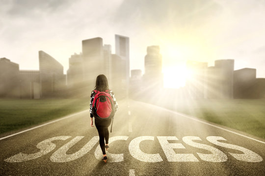 Student Walking On The Success Way