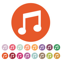 The music disk icon. Musical symbol. Flat