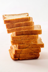 Sliced bread on white background