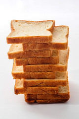 Sliced bread on white background