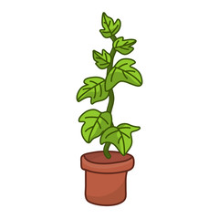 Plant in pot isolated illustration