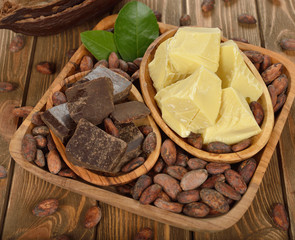 Cocoa beans, cocoa butter and cocoa mass