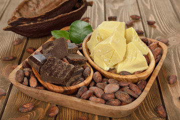 Cocoa beans, cocoa butter and cocoa mass