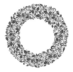 Round frame of patterns and leaves
